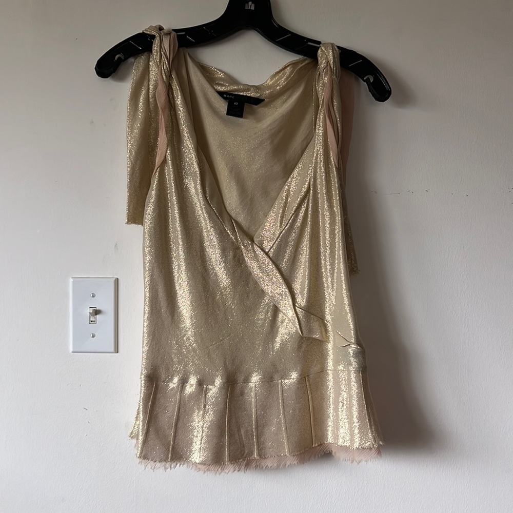 Vintage Marc Jacobs gold metallic silk sleeveless blouse